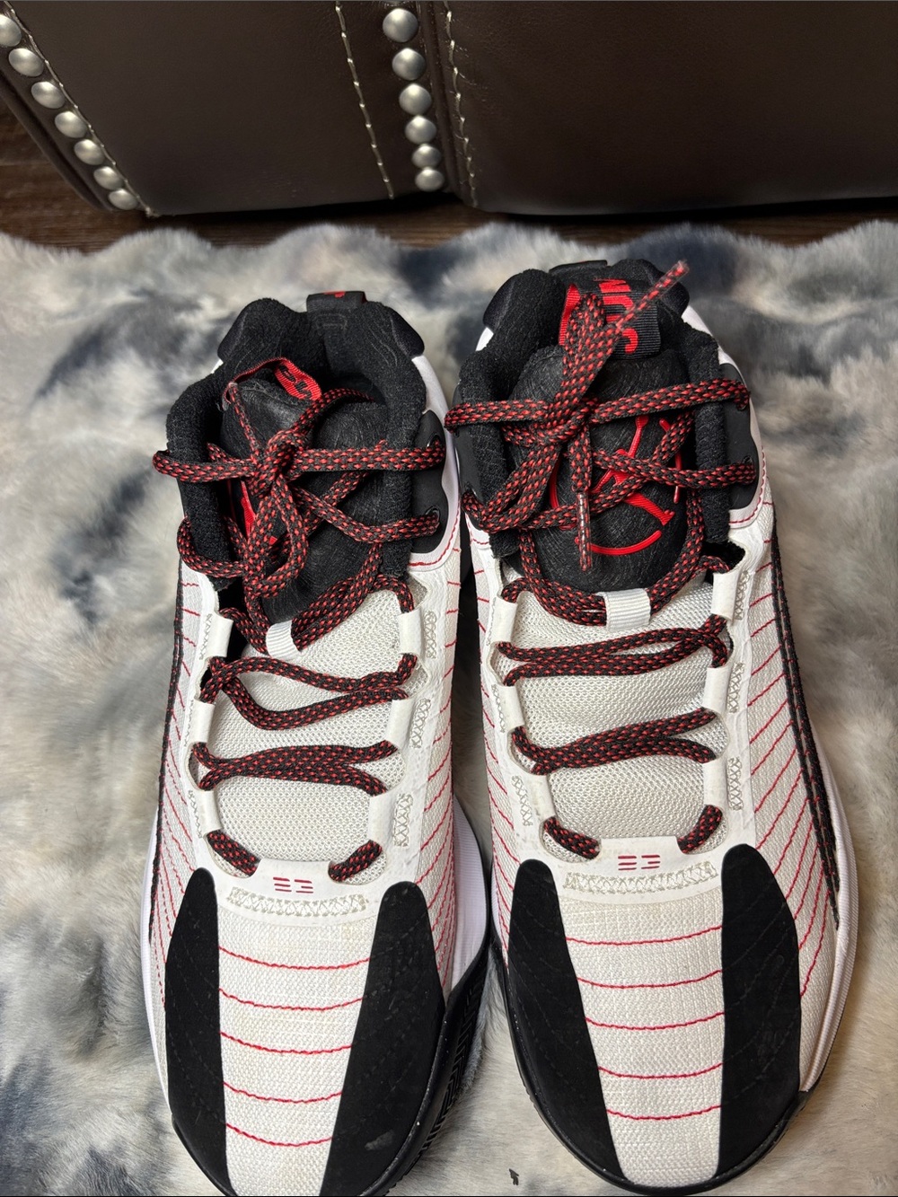 Red and White Athletic Sneakers